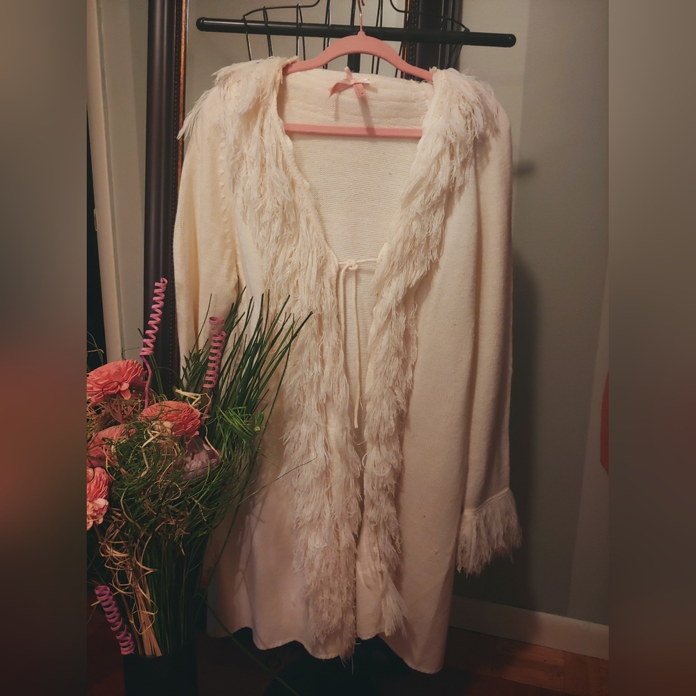 Long open-front sweater/cardigan